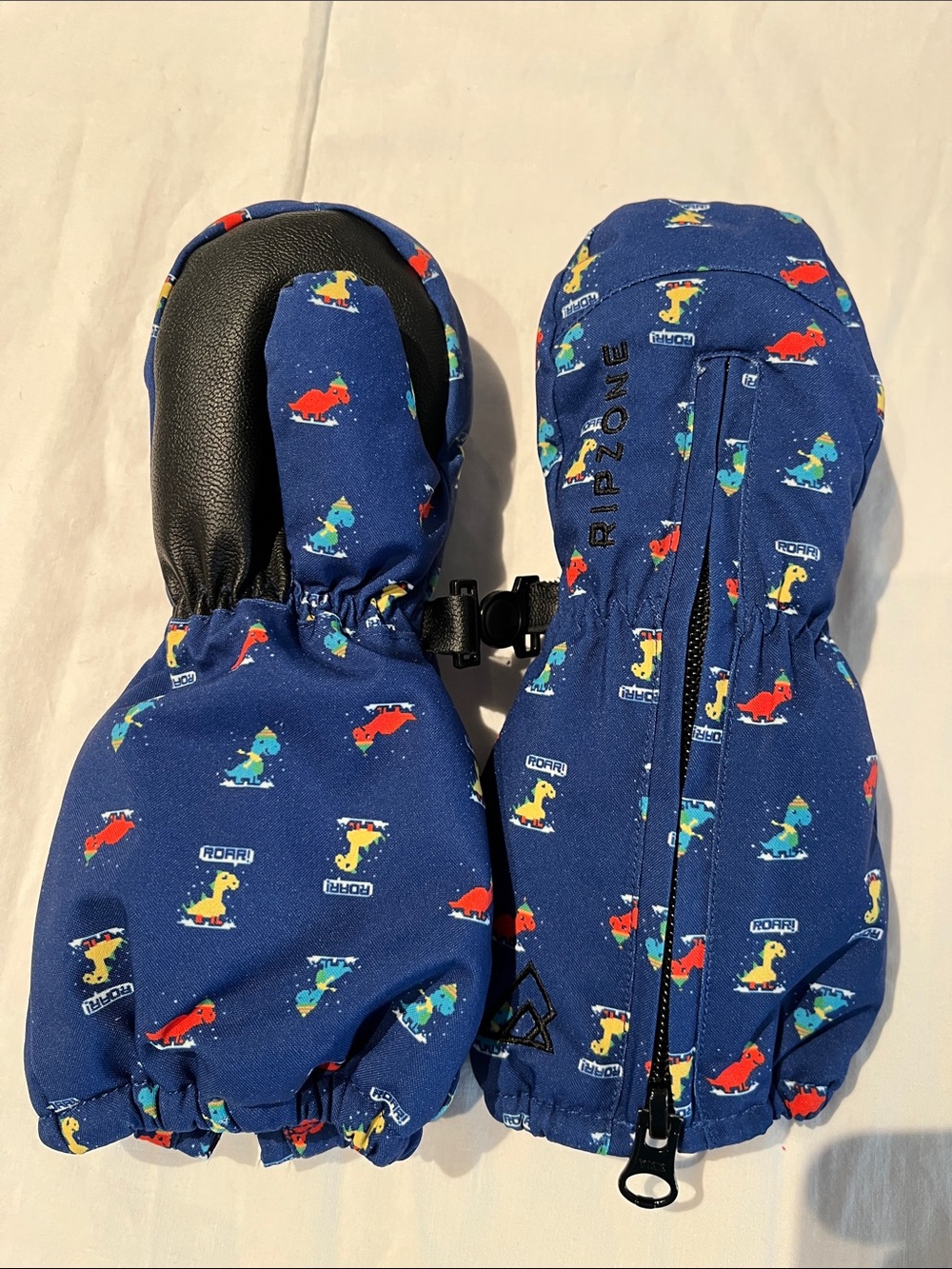 Ripzone Kids' Navy Dino Print Winter Mittens, size XS